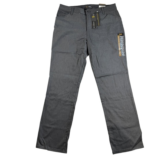 Lee Pants - Lee Women Effortless Wash & Wear Straight Leg Pants 14 Medium‎ Charcoal Heather